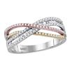 Image 1 : 3/8 CTW Round Diamond Crossover Ring 10kt Tri-Tone Gold - REF-33A3N