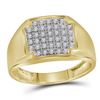 Image 1 : 1/4 CTW Mens Round Pave-set Diamond Square Cluster Ring 10kt Yellow Gold - REF-24F3M