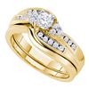 Image 1 : 1/2 CTW Round Diamond Bridal Wedding Engagement Ring 14kt Yellow Gold - REF-71Y9X
