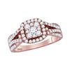 Image 1 : 1 CTW Round Diamond Square Cluster Bridal Wedding Engagement Ring 14kt Rose Gold - REF-83T9K