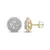 Image 1 : 1 & 3/4 CTW Round Diamond Framed Flower Cluster Earrings 14kt Yellow Gold - REF-143F9M