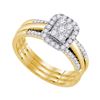 Image 1 : 1/2 CTW Diamond Cluster Bridal Wedding Engagement Ring 10kt Yellow Gold - REF-51N3Y