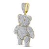 Image 2 : 3 & 1/5 CTW Mens Round Diamond Teddy Bear Charm Pendant 10kt Yellow Gold - REF-149F9M