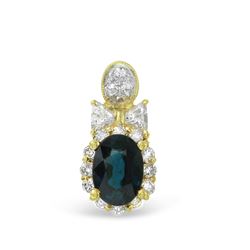 1.43 CTW Sapphire & Diamond Pendant 18K Yellow Gold - REF-49N2Y