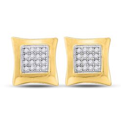 1/10 CTW Round Diamond Kite Square Earrings 10kt Yellow Gold - REF-10X8T