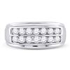 Image 2 : 1 CTW Mens Round Diamond Double Row Ring 14kt White Gold - REF-81K3R