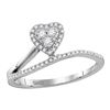Image 1 : 1/5 CTW Round Diamond Slender Heart Ring 10kt White Gold - REF-16A8N