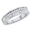 Image 1 : 1/2 CTW Round Diamond Double Row Ring 14kt White Gold - REF-45F6M