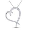 Image 1 : 1/6 CTW Round Diamond Heart Pendant 10kt White Gold - REF-9K6R