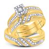 Image 1 : 1/4 CTW His & Hers Round Diamond Solitaire Matching Bridal Wedding Ring 10kt Yellow Gold - REF-35H9W
