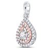 Image 2 : 1/4 CTW Round Diamond Teardrop Solitaire Pendant 10kt Two-tone Gold - REF-21N5Y