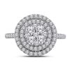 Image 1 : 1 CTW Round Diamond Concentric Double Halo Cluster Ring 14kt White Gold - REF-83M9A