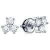 Image 1 : 3/4 CTW Round Diamond 3-stone Earrings 14kt White Gold - REF-60W3F