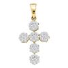 Image 1 : 1/2 CTW Round Diamond Cluster Cross Religious Pendant 14kt Yellow Gold - REF-35N9Y
