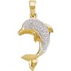 Image 1 : 1/10 CTW Round Diamond Dolphin Fish Animal Pendant 14kt Yellow Gold - REF-16Y8X