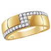 Image 3 : 1 & 1/2 CTW His & Hers Round Diamond Cluster Matching Bridal Wedding Ring 14kt Yellow Gold - REF-120