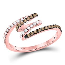 1/3 CTW Round Brown Diamond Spiral Coil Ring 14kt Rose Gold - REF-27M5A