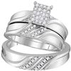 Image 1 : 1/3 CTW Diamond Cluster Matching Trio His & Hers Wedding Engagement Ring 10kt White Gold - REF-41A9N