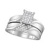 Image 2 : 1/3 CTW Diamond Cluster Matching Trio His & Hers Wedding Engagement Ring 10kt White Gold - REF-41A9N