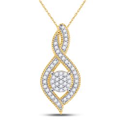 1/6 CTW Round Diamond Nested Cluster Pendant 10kt Yellow Gold - REF-11Y9X