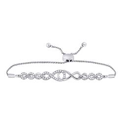 1/4 CTW Round Diamond Linked Infinity Bolo Bracelet 10kt White Gold - REF-35M9A