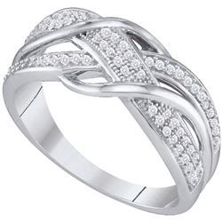 1/5 CTW Round Diamond Crossover Ring 10kt White Gold - REF-20T3K
