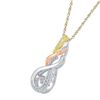 Image 2 : 1/8 CTW Round Diamond Moving Twinkle Cluster Teardrop Tri-tone Pendant 10kt White Gold - REF-14M4A