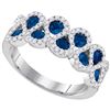 Image 1 : 1 & 1/3 CTW Round Blue Sapphire Diamond Ring 14kt White Gold - REF-93F5M