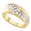 Image 1 : 1/4 CTW Mens Round Diamond Wedding Ring 10kt Yellow Gold - REF-27N5Y