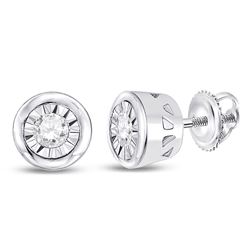 1/10 CTW Round Diamond Solitaire Stud Earrings 10kt White Gold - REF-11W9F