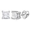 Image 1 : 3/4 CTW Princess Diamond Solitaire Earrings 14kt White Gold - REF-77T9K