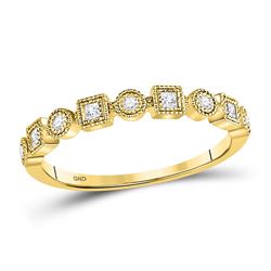 1/8 CTW Round Diamond Square Dot Stackable Ring 10kt Yellow Gold - REF-15Y5X