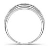 Image 2 : 1/10 CTW Mens Round Diamond Double Row Wedding Ring 10kt Two-tone White Gold - REF-21M5A