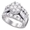 Image 1 : 3 CTW Round Diamond Cluster Bridal Wedding Engagement Ring 14kt White Gold - REF-264M3A