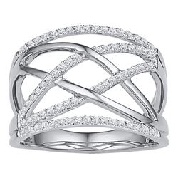 1/3 CTW Round Diamond Crisscross Crossover Ring 10kt White Gold - REF-28Y8X