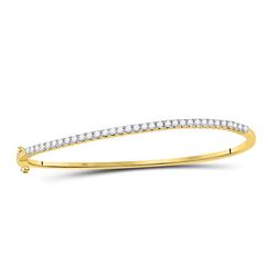 1 CTW Round Diamond Bangle Bracelet 14kt Yellow Gold - REF-107N9Y