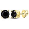 Image 1 : 1 & 1/2 CTW Round Black Color Enhanced Diamond Solitaire Earrings 10kt Yellow Gold - REF-19N2Y