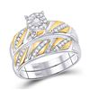 Image 2 : 1/3 CTW His & Hers Round Diamond Solitaire Matching Bridal Wedding Ring 10kt Two-tone Gold - REF-39F
