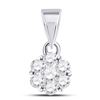Image 1 : 1/2 CTW Round Diamond Flower Cluster Pendant 14kt White Gold - REF-33K3R
