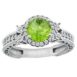 1.46 CTW Peridot & Diamond Ring 14K White Gold - REF-77K8W