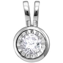 1/4 CTW Round Diamond Solitaire Pendant 10kt White Gold - REF-26W9F
