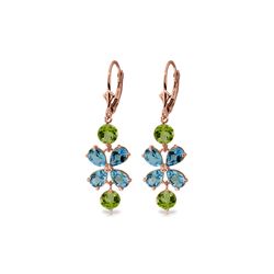 Genuine 5.32 ctw Blue Topaz & Peridot Earrings 14KT Rose Gold - REF-50A3K