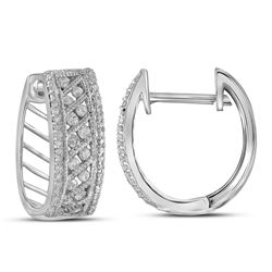 5/8 CTW Round Channel-set Diamond Hoop Earrings 10kt White Gold - REF-39T6K