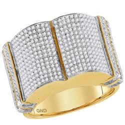 1 & 1/5 CTW Mens Round Diamond Symmetrical Rounded Cluster Ring 10kt Yellow Gold - REF-65W9F