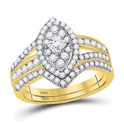 1 CTW Princess Diamond Oval Bridal Wedding Engagement Ring 14kt Yellow Gold - REF-83X9T