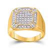 Image 1 : 1/3 CTW Mens Round Diamond Square Cluster Ring 10kt Yellow Gold - REF-30X3T