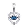 Image 1 : 1/6 CTW Round Blue Color Enhanced Diamond Moving Twinkle Heart Pendant 10kt White Gold - REF-16A8N