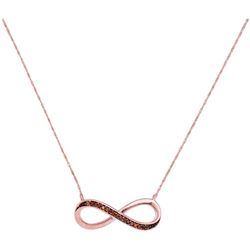1/20 CTW Round Red Color Enhanced Diamond Infinity Pendant 10kt Rose Gold - REF-10N8Y
