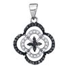 Image 1 : 1/4 CTW Round Black Color Enhanced Diamond Quatrefoil Cluster Pendant 10kt White Gold - REF-11R9H