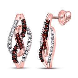 1/6 CTW Round Red Color Enhanced Diamond Fashion Earrings 10kt Rose Gold - REF-15X5T